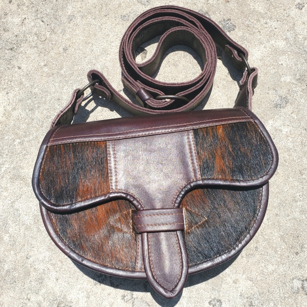 Genuine Calf Skin Leather Owl Faced Crossbody